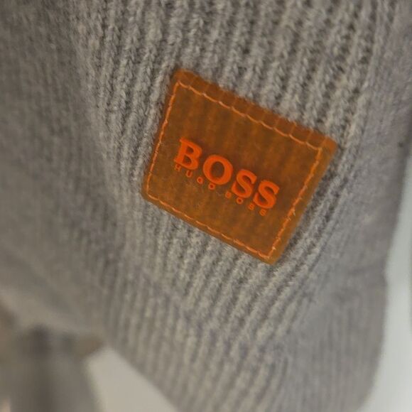 Boss Gray Zip Up Sweater with Quarter Zip and Relaxed Fit - Picture 4 of 8